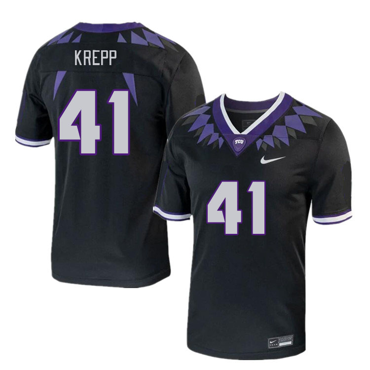Men #41 Hunter Krepp TCU Horned Frogs 2023 College Footbal Jerseys Stitched-Black